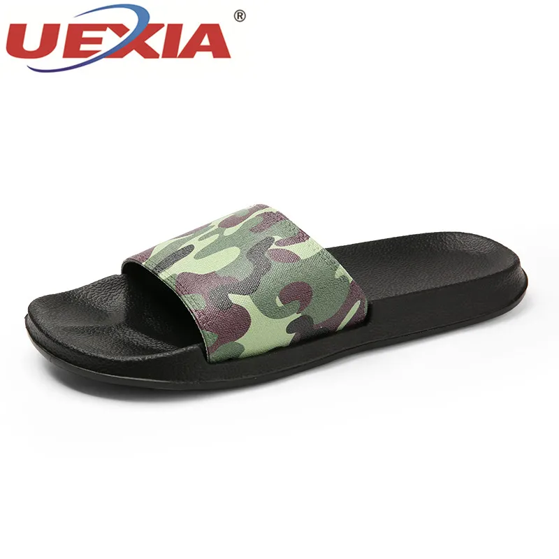 

UEXIA Men Slippers Unisex Camouflage Casual Black And White Shoes Non-slip Slides Bathroom Summer Sandals Soft Sole Flip Flops