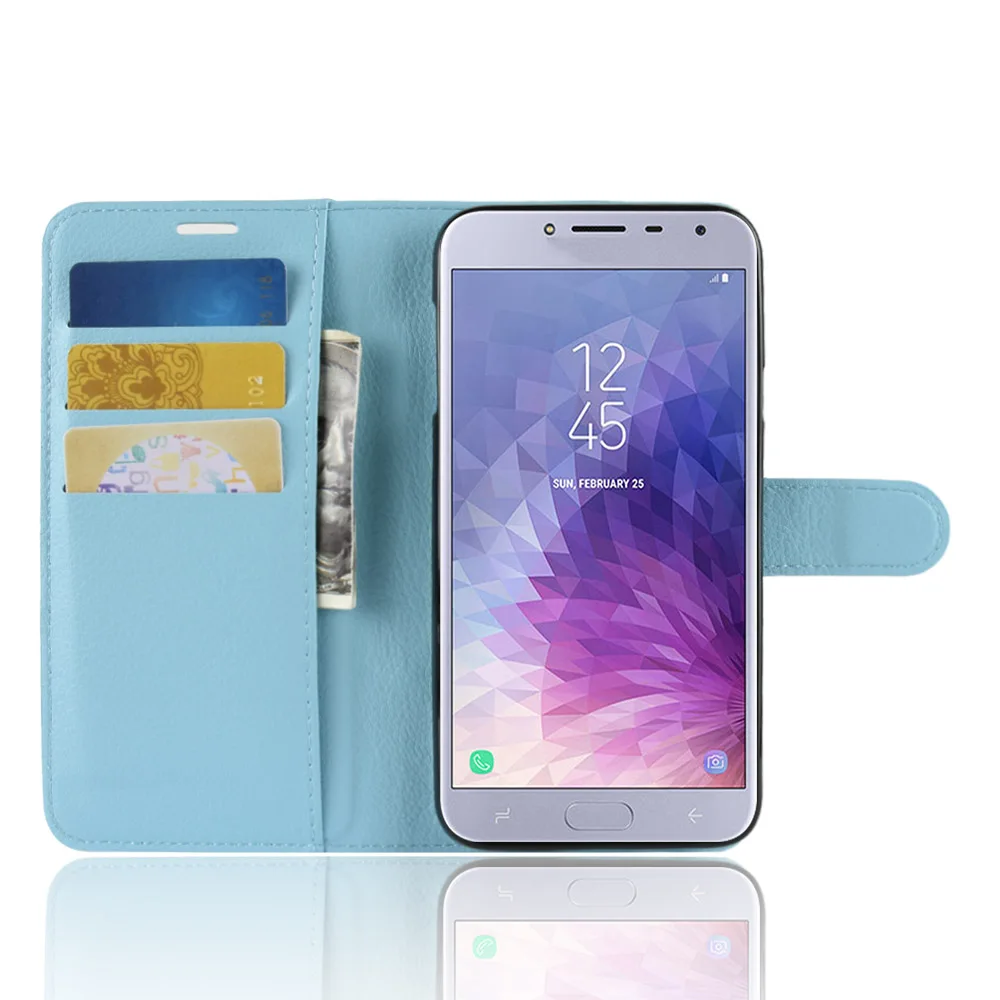 Роскошный кожаный чехол книжка baisxst для Samsung J4 2018 с подставкой