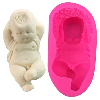 

3D Lovely baby boy handmade soap mold chocolate cake decorating tools DIY baking fondant silicone mold T0384