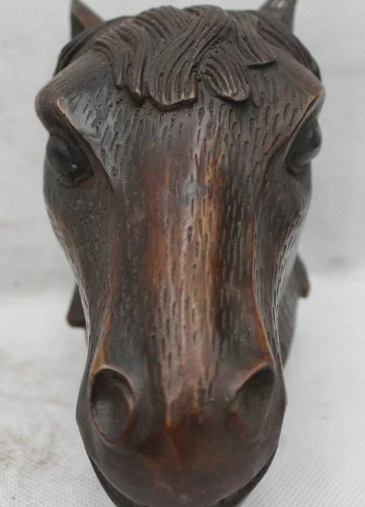 

5"Chinese Fengshui Bronze Lucky Zodiac Year Horse head Statue sculpture