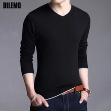 Новинка, модный брендовый свитер для мужчин s, пуловеры с v-образным вырезом, Облегающие джемперы, теплая вязаная зимняя одежда в Корейском стиле, повседневная одежда для мужчин