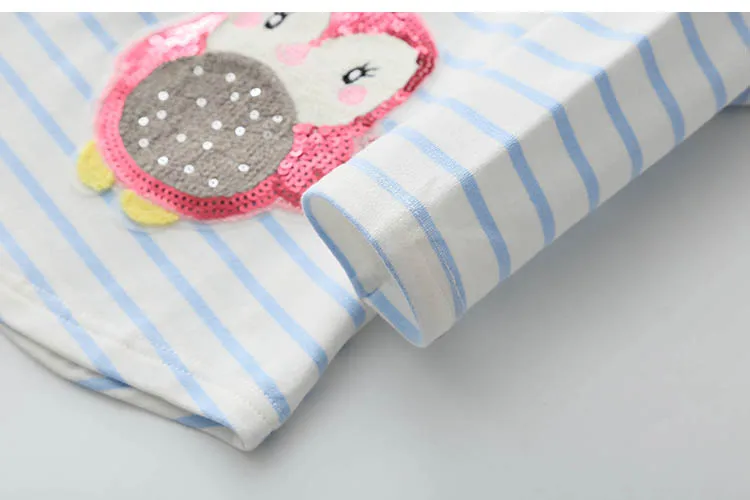 Children Penguin Tops 2018 Hot Sale Spring Autumn Kids Clothes Long Sleeve O-Neck Strip Girl Long Sleeve T Shirt (28)