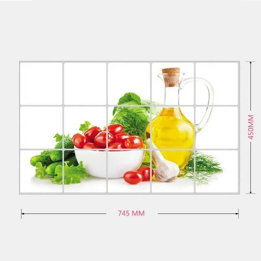 PVC Kitchen wall sticker Waterproof oil pollution prevention High temperature resistant Anti Lecythus Decoration Sticker 75*45cm