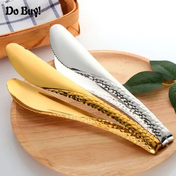 

2 Pcs BBQ Tongs Stainless Steel Meat Bread Clip Cooking Gadget Vegetable Clip Cake Clamp Kitchen Utensil