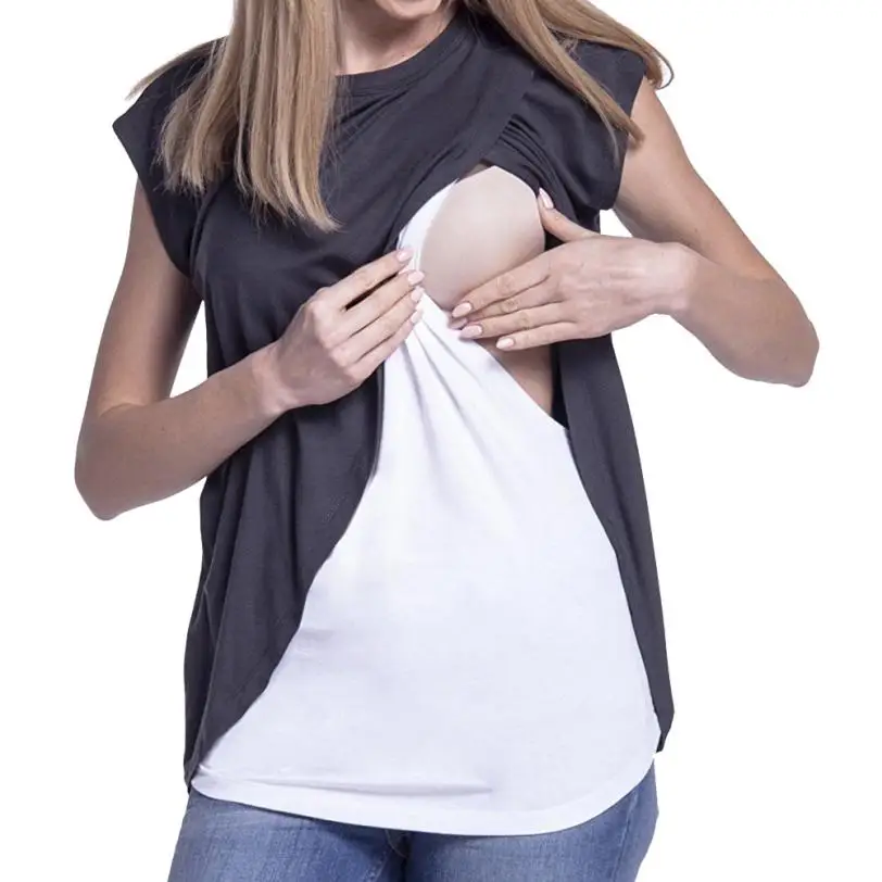 Женская одежда для беременных и кормящих; топ с запахом и рукавами-крылышками; двухслойная блузка; футболка; 4 цвета; мягкая модная одежда для грудного вскармливания; 13 августа