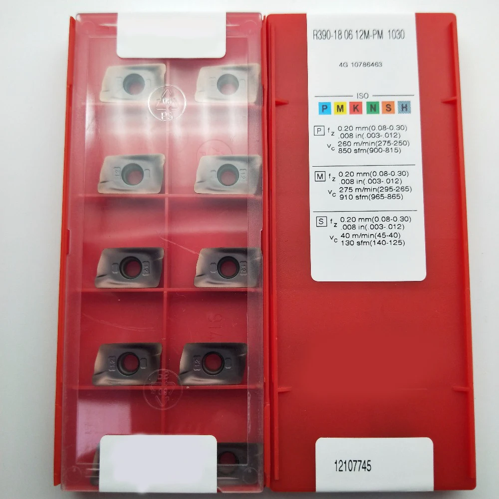 

10pcs CNC milling blade R390-180612M-PM 1030 indexable carbide inserts Milling insert For processing steel cast iron tools
