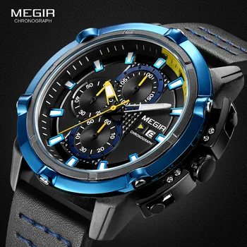 

Megir Men's Chronograph Analog Quartz Watches Luminous Hands 3 ATM Waterproof Wristwatch for Man Sport Watch for Boys 2062G