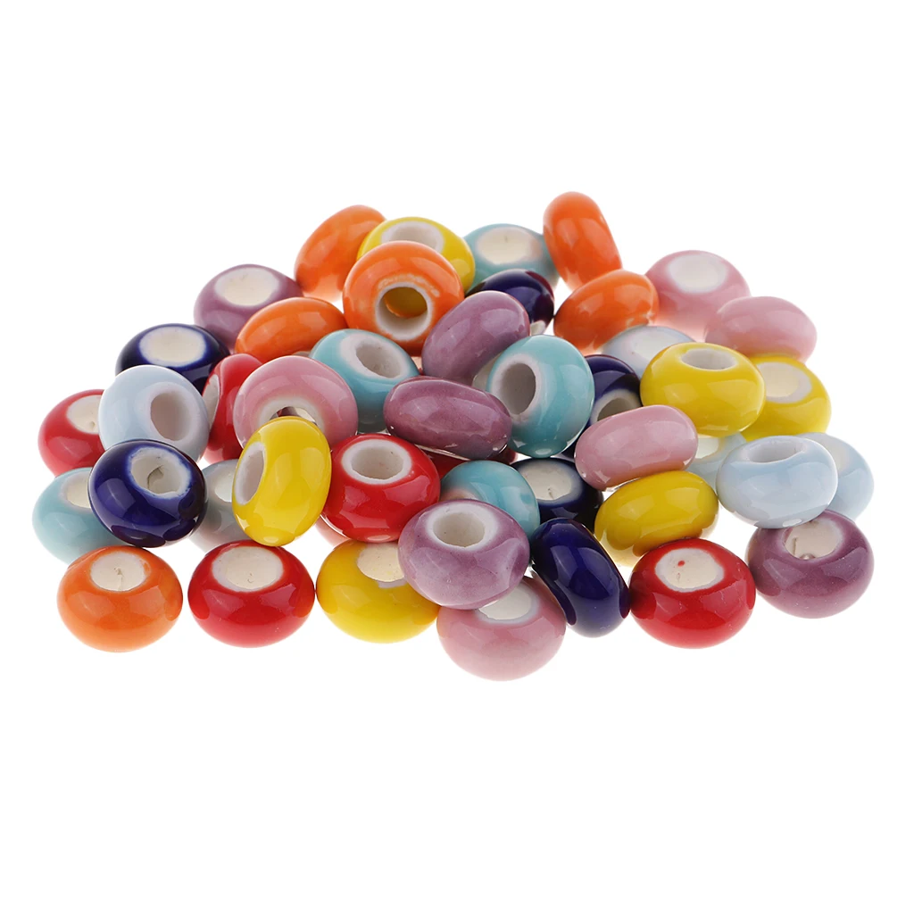 50pcs Multi colors Ceramic Beads Charm DIY Porcelain Bead Braided