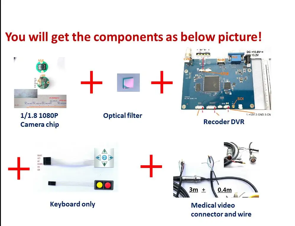 Модуль печатной платы для хирургического эндоскопа, HD SDI 1080P чип для медицинской камеры и рекордер DVR видео-эндоскоп - Цвет: all of parts