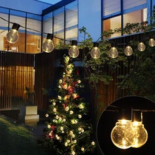 Foxanon праздник Фея лампочка светодиодные солнечные лампы гирлянда 2,5/5 м Водонепроницаемая наружная подсветка для сада рождественские украшения