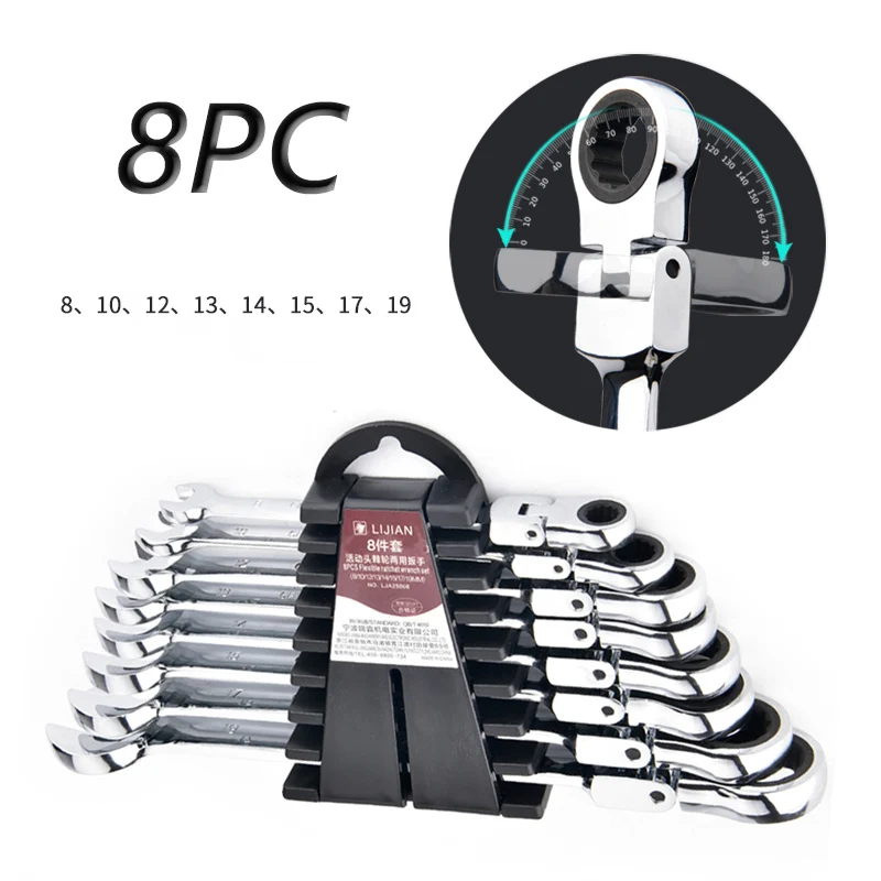 

ratchet handle wrench Key set of wrenches 8pc Multifunctional hand tools torque wrench spanner set chiavi combinate cricchetto