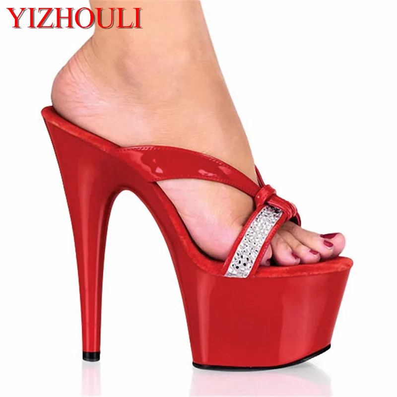 17 cm platform sandals with rhinoceros straps 7 inch sexy party dancing slippers