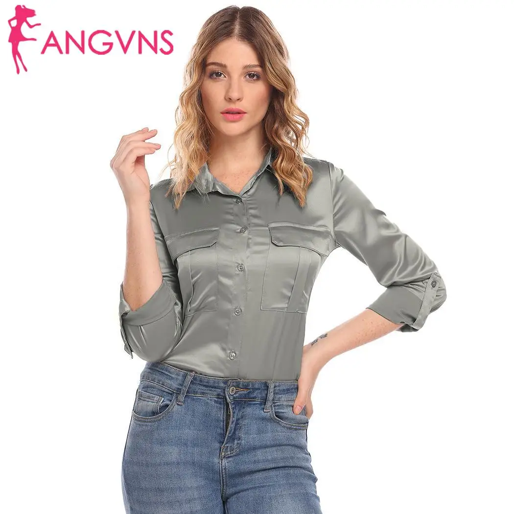 Height Loose Bust Button w/ Sleeve Up 61cm Women Hip Collar Shirt Roll