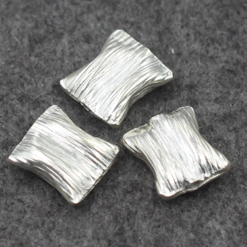 S925 Pure Silver Parts Wholesale Thailand Chiang Mai Handmade 16 mm Wire Drawing Small Flat Bead loose bead Simple | Украшения и