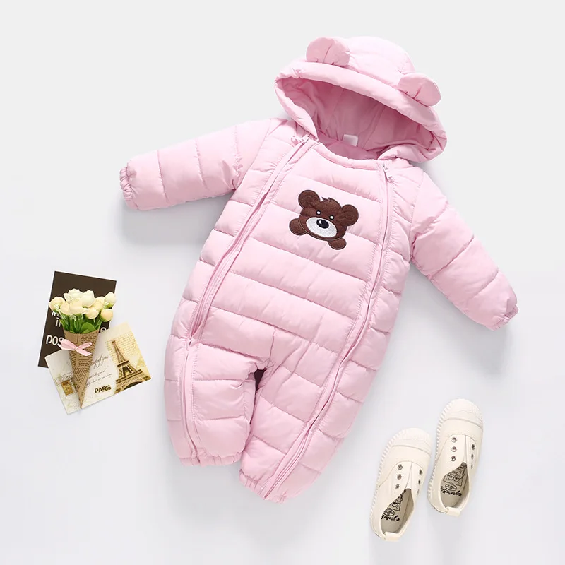 

Kids Newborn Outwear For 0-24m 2018 New Fashion Baby Rompers Winter Thick Warm Baby Boy Clothing Long Sleeve Hooded Jumpsuit