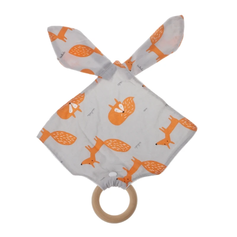 

1 Pc Safety Wooden Natural Baby Rabbit Teething Ring Baby Bunny Toys Soothing Towel For Baby