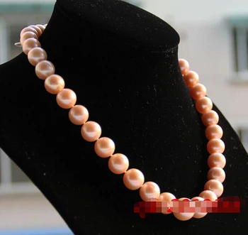 

HUGE AAA 10-11MM PERFECT ROUND SOUTH SEA GENUINE PINK PEARL NECKLACE 18"14K ^^^@^Noble style Natural Fine jewe (B0322)