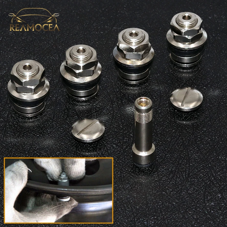 

Reamocea 4Pcs/Set Car Wheel Tire Tyre Valve Stems Tube Cap Durable Chrome Stealth Flush Mount Wheel Hidden Valve Stem