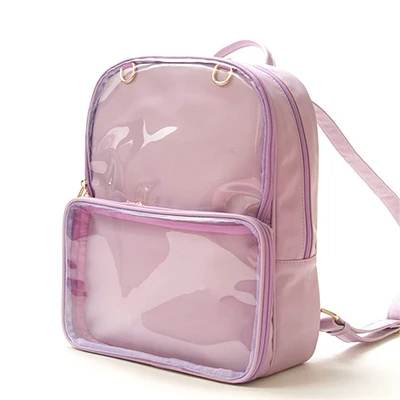 Милый прозрачный рюкзак для женщин, подростков, девочек, школьные рюкзаки, прекрасный Harajuku Itabag, женская сумка для книг из искусственной кожи, водонепроницаемые сумки - Цвет: Розовый