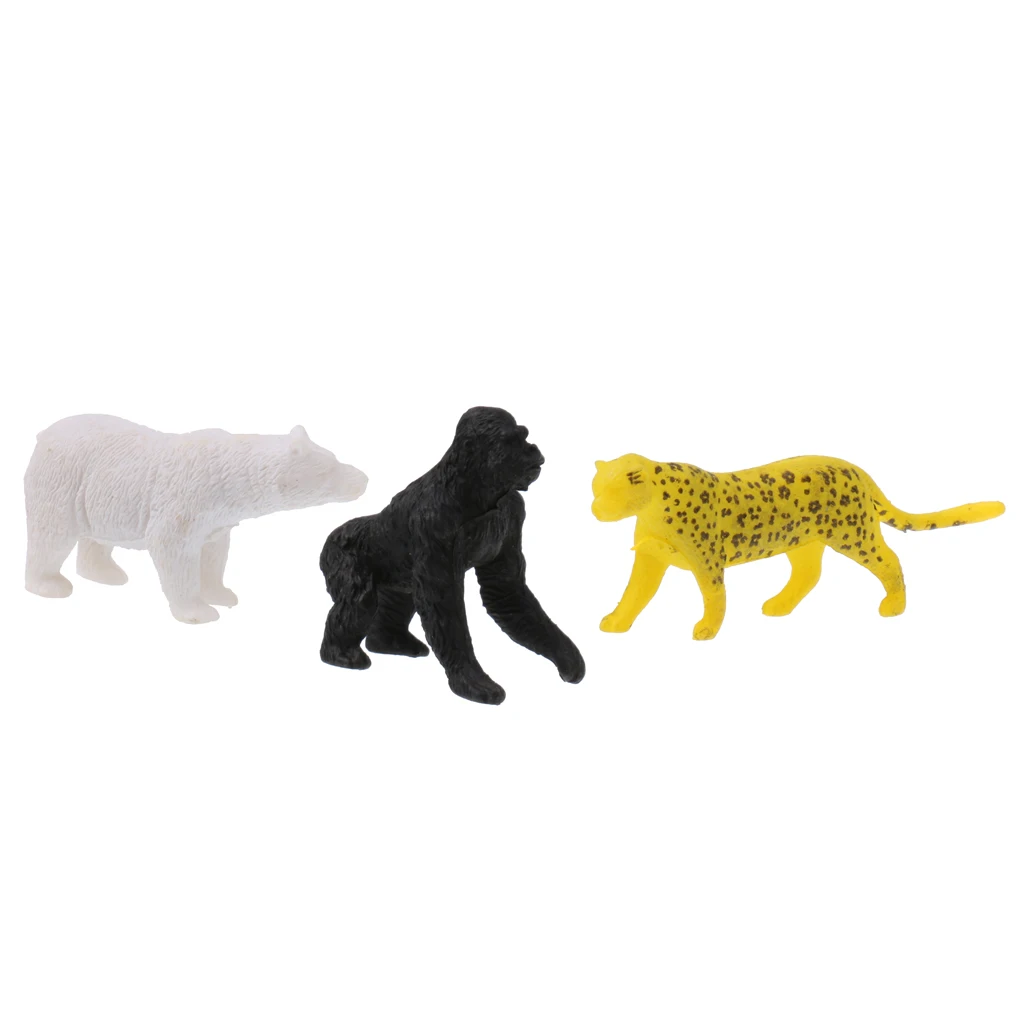 MagiDeal 100 Pieces Plastic Wild Animals Figurine Zoo Animals Fence Tree Model Toys for School Classroom Children Birthday Gift