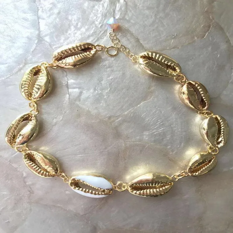 

stainless steel chain Acapulco Cowrie Shell Rimmed Necklace Choker accessories statement necklaces for women femme jewelry boho