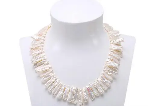 

Wholesale price ^^^ Fashion Jewelry White Biwa Real Freshwater Pearl Necklace Gift 18