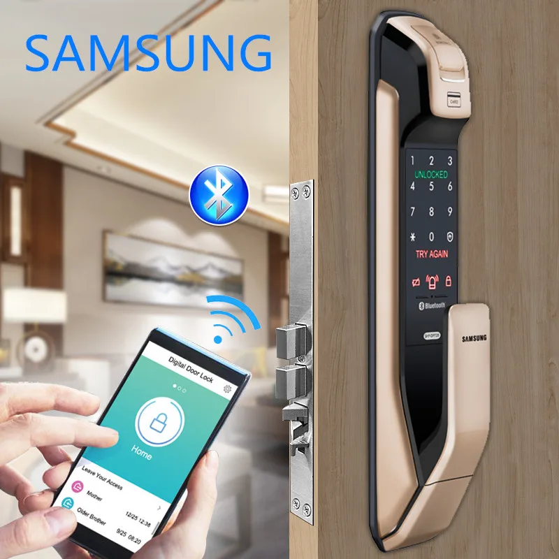 Цифровой Дверной Замок SAMSUNG со сканером отпечатков пальцев и Wi Fi Bluetooth версия в