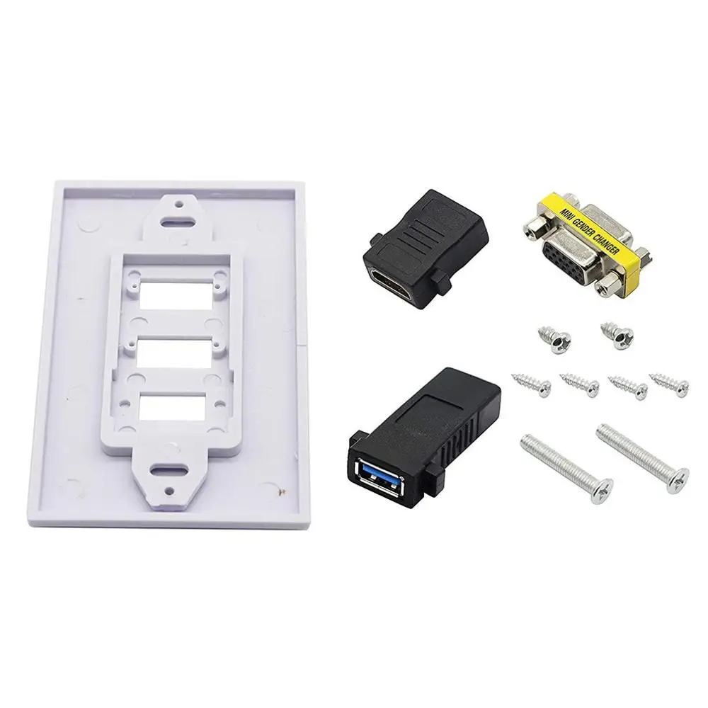  Pratico Doppia Porta di Connessione Bianco Usb Vga Hdmi Piombo Piastra A Muro Full Hd 1080 Tv Via C