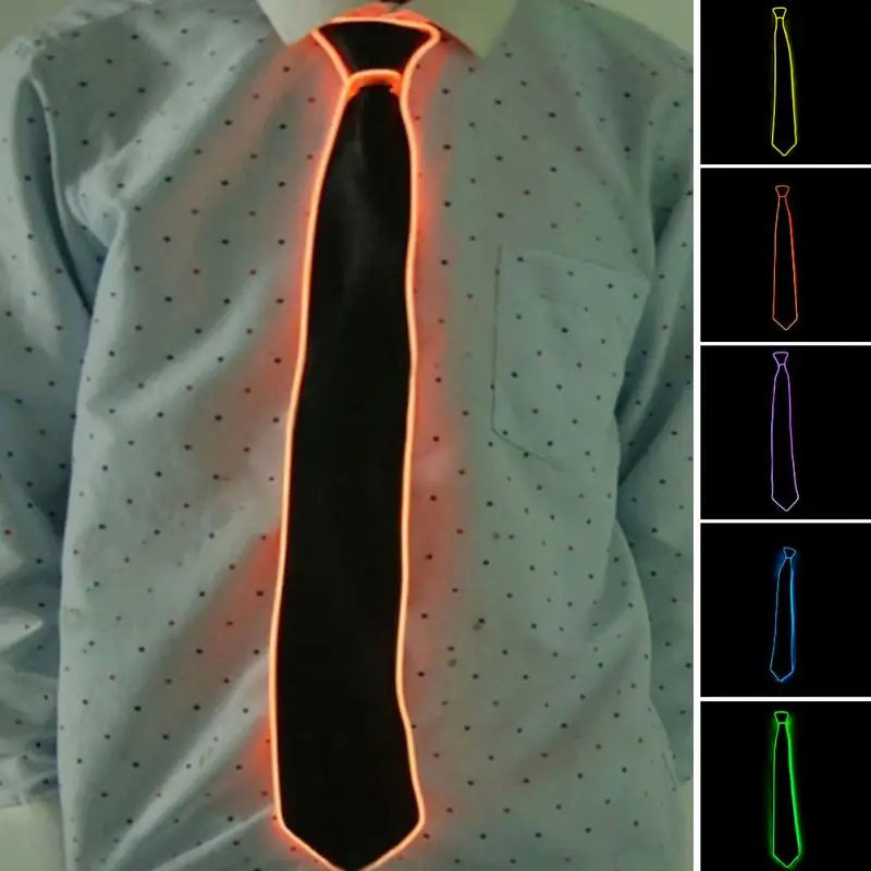 Творчески светильник вверх Светодиодный проблесковый галстук в полоску светящиеся EL прозрачный синий галстук клуб Косплэй EL галстук-бабочка