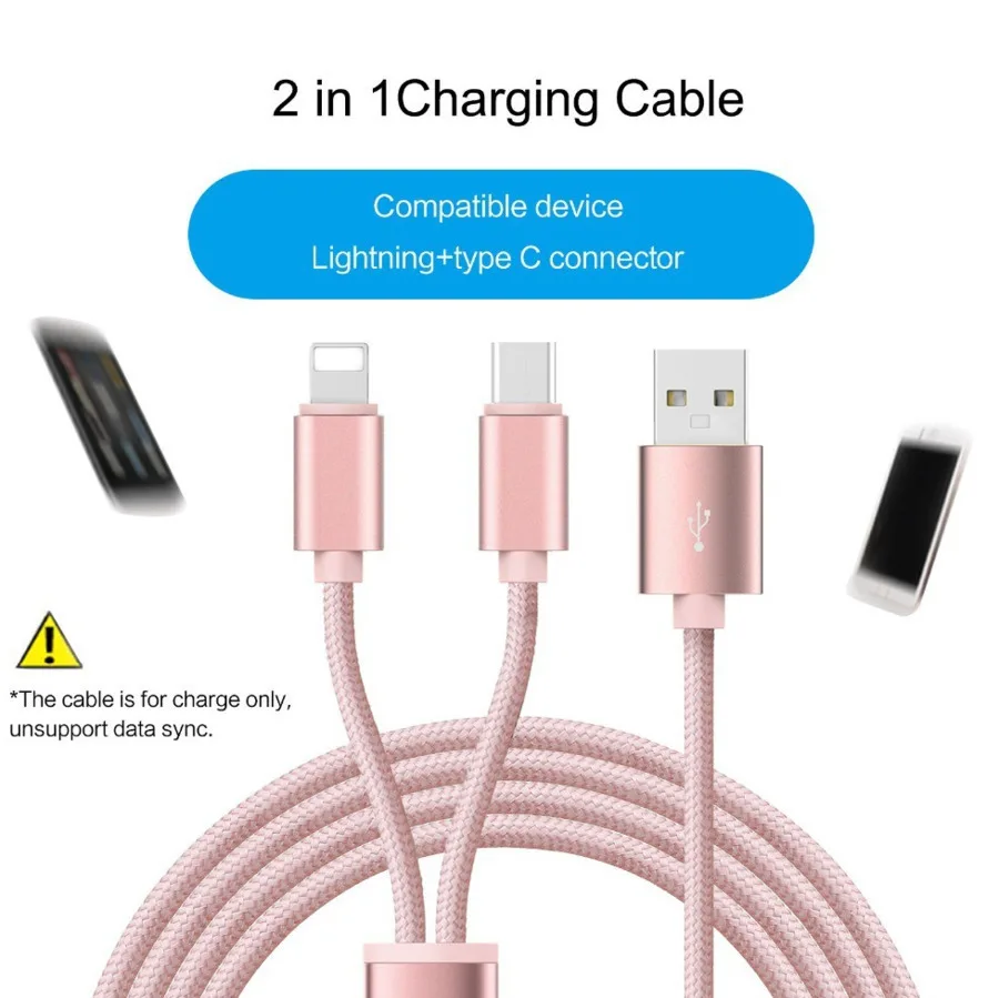 Rock 2 в 1 Usb type C зарядный кабель для Iphone samsung Xiaomi зарядное устройство Шнур USB-C кабель быстрой зарядки для Lightning type-c устройства