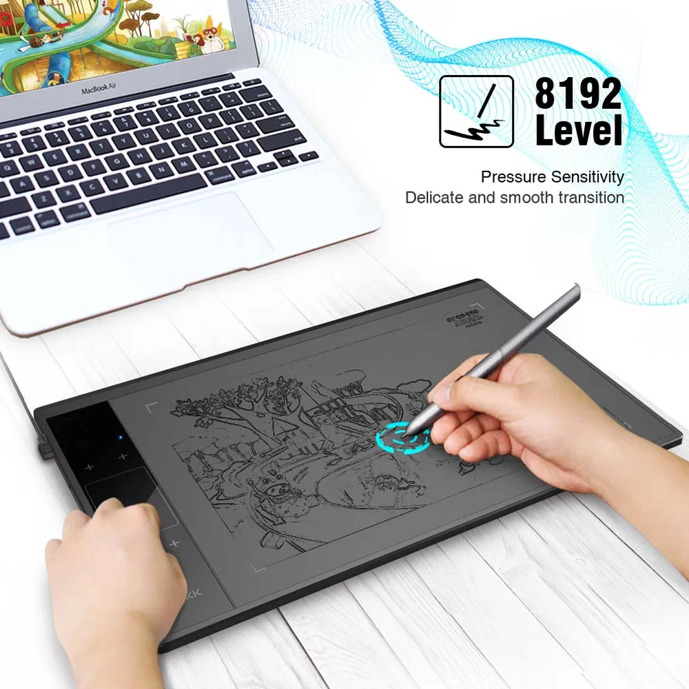 VEIKK-A30 Tablet gráfico com controle remoto, escritório