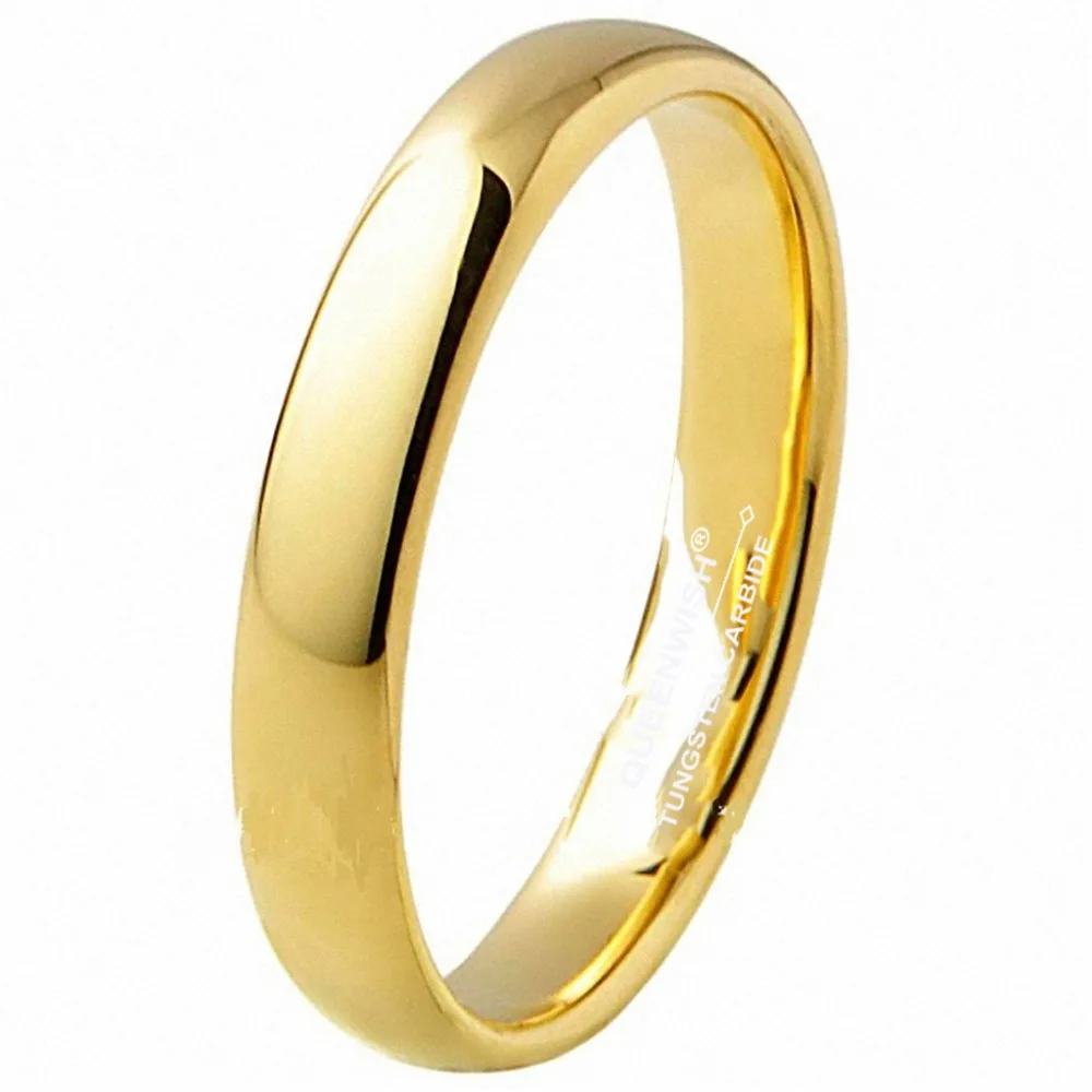 Choose Men /& Women Yellow Gold Tungsten Carbide Shiny Polish Wedding Band Ring