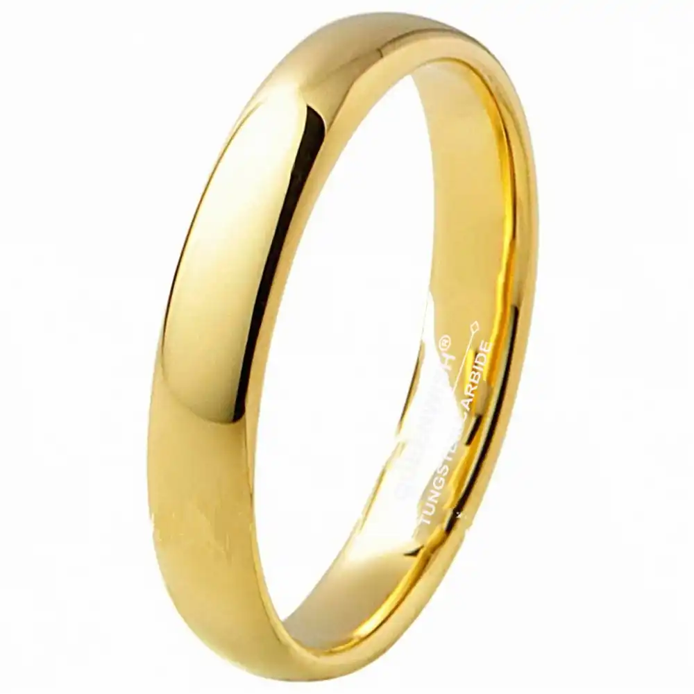 Anillo De Plata Oro de carburo de tungsteno para hombre Mujer Anillo De Bodas cepillado 4mm