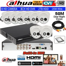 DAHUA 720 P безопасности ИК-камера Встроенный микрофон HAC-HDW1100E-A купол ХВН камеры 8CH HCVR5108HS-S3 CVI комплект камеры HDD с 20 м провода