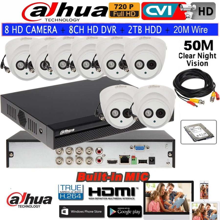  DAHUA 720P cámara de seguridad por infrarrojos micrófono incorporado HAC-HDW1100E-A cámara tipo dom