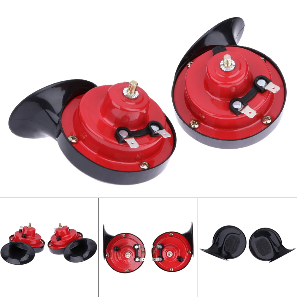 

VODOOL 1 Pair All 12V120DB Car Air Claxon Horns Loud Car Dual-tone Snail Electric Siren on Car Air Horn Loud signal Car Styling