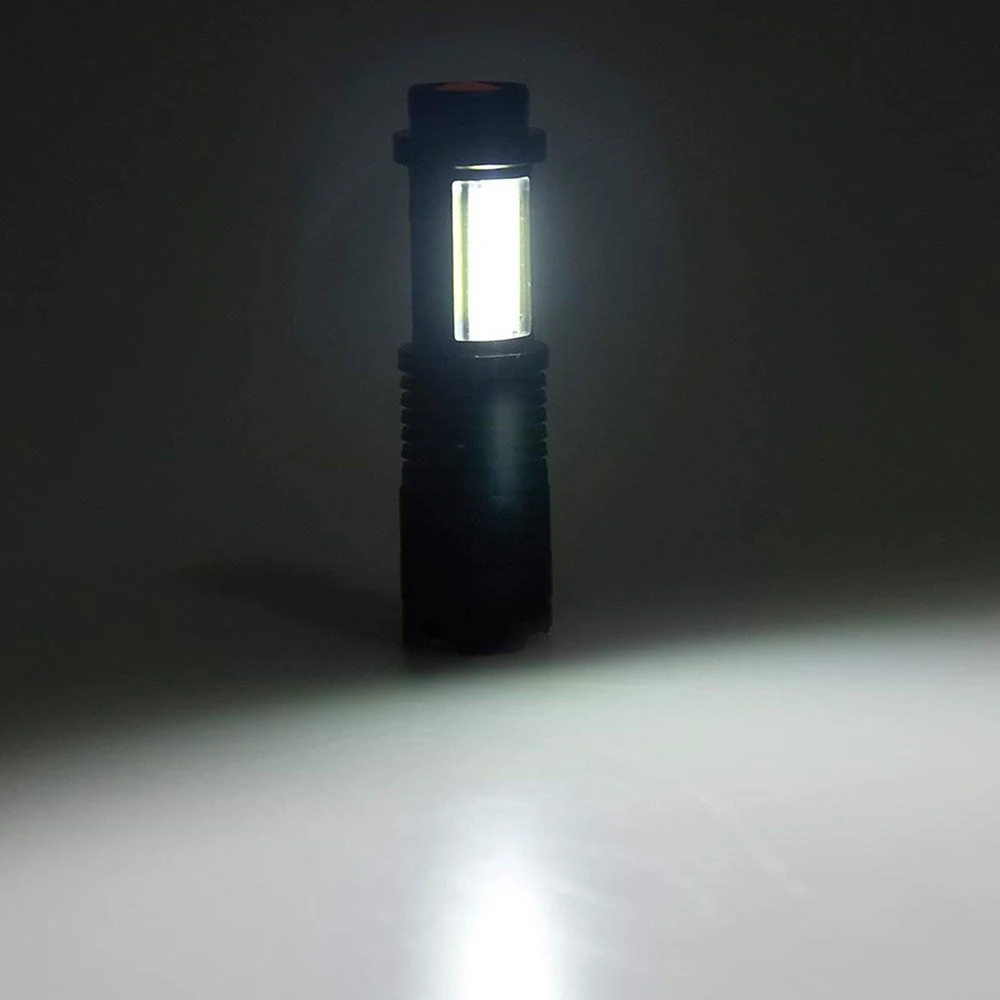 Портативный светодиодный фонарик Q5+ COB мини черный Водонепроницаемый зум светодиодный фонарь с пальчиковым фонариком с батареей AA 14500