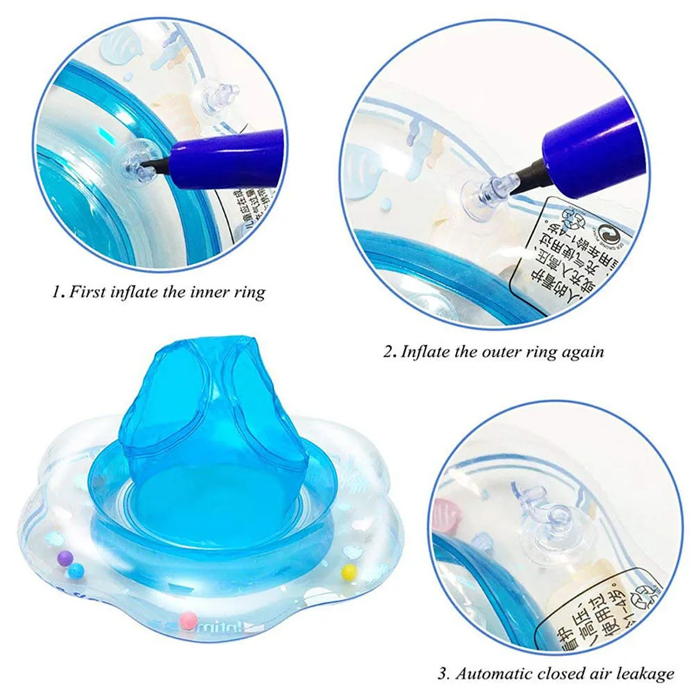 Baby Swimming Ring(Give a Inflatable tube)Summer Inflatable Swimming Circle Toddler Pool Swim Ring Aid Toddler Safety Float Seat (12)