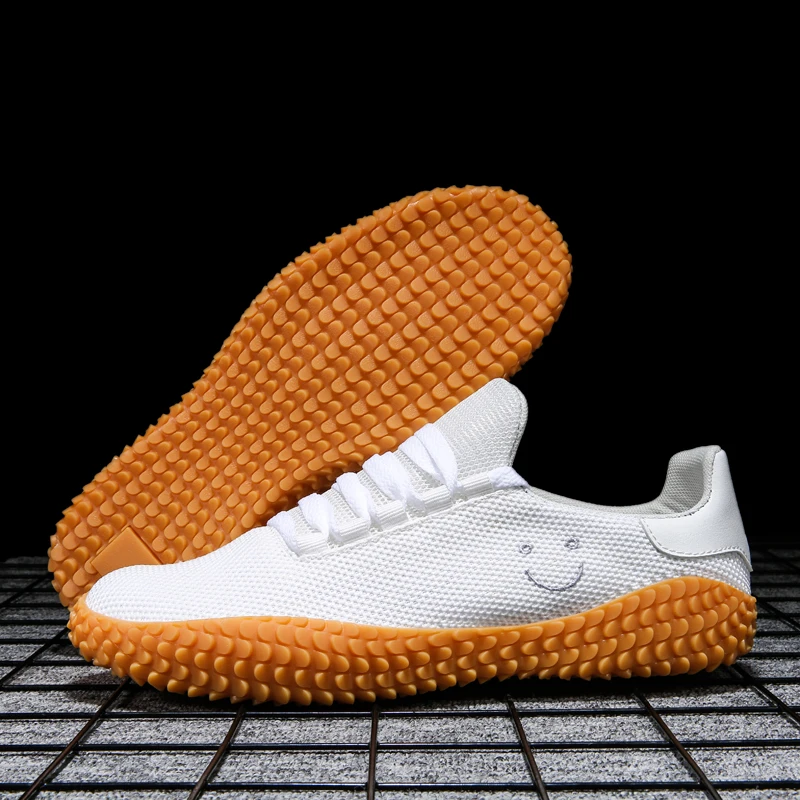 Размера плюс 47 летние мужские белые туфли с дышащей сеткой Мужская повседневная