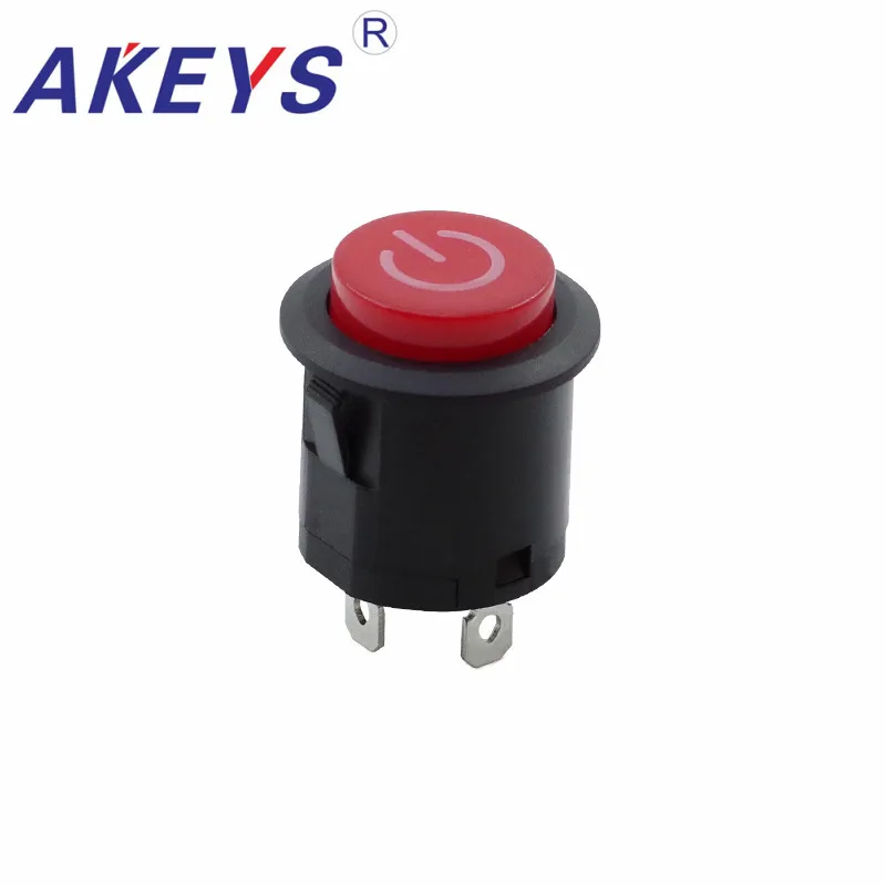 

10PCS R2212 18mm red Round head self-latching electric bus push button lockout switch