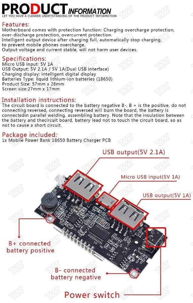 Двойной USB 5 в 1 а 18650 Мобильный Внешний аккумулятор зарядное устройство PCB модуль