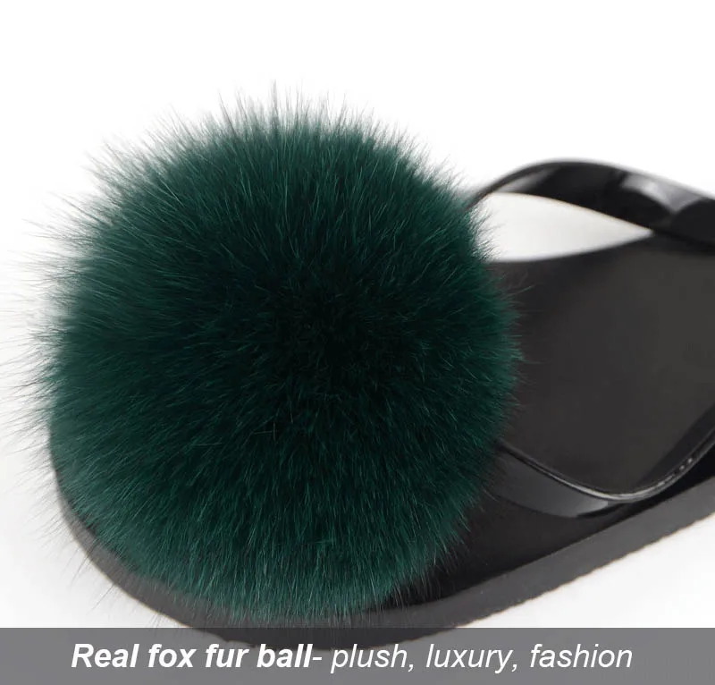 women slippers fox fur pompom (28)