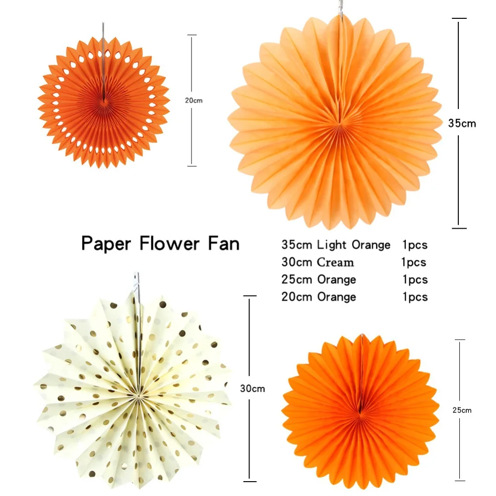 Набор из 7 оранжевых тем Сделай Сам бумага для рукоделия бумажные вентиляторы розочки фото фон для дня рождения свадьбы детский душ подвесные украшения для вечеринки