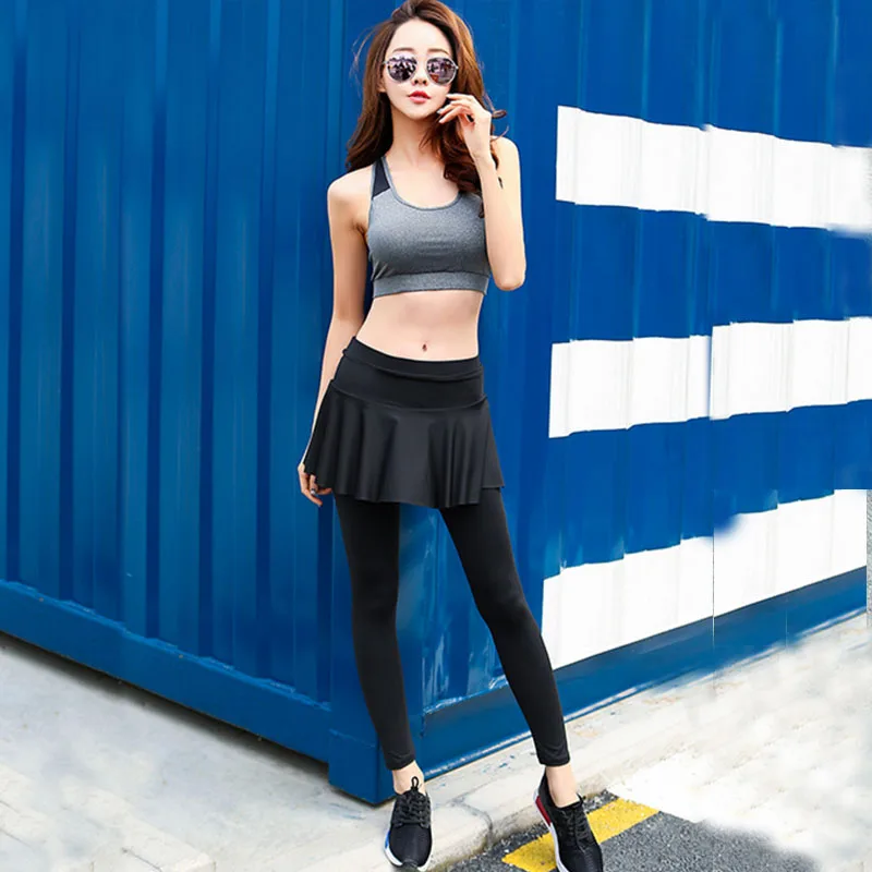 

2019 summer sports womens tennis skorts pants high elastic breathable irregular skirt culottes tennis skort gym fitness