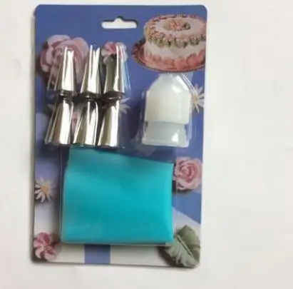 Baking Tool Bakeware Silicone Icing Piping Cream Pastry Bag with 7pcs/set Stainless Steel Nozzle Sets Cake DIY Decorating | Дом и сад