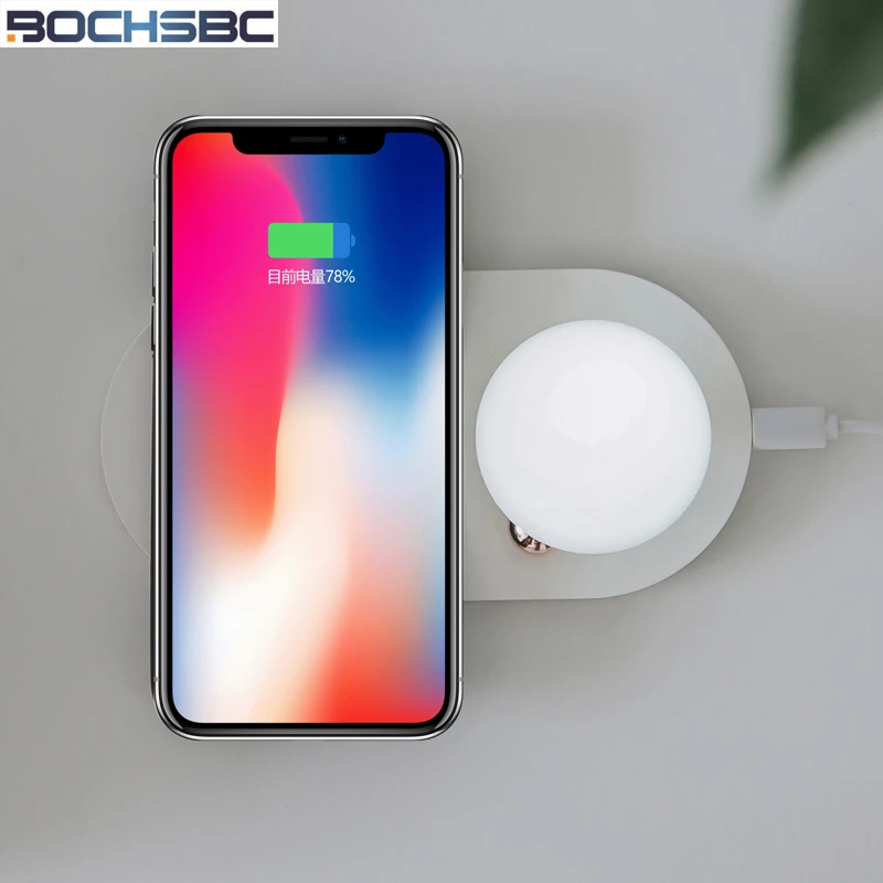 BOCHSBC грибной дизайн Беспроводное зарядное устройство Настольная лампа для