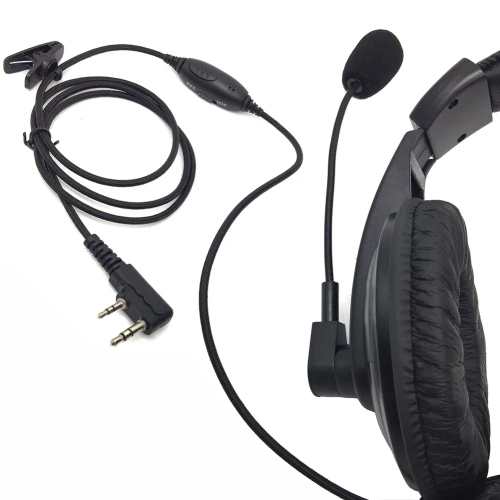 3x Walkie Talkie Earpiece Boom Mic Overhead Earmuffs Noise Cancelling Headphone for Kenwood BaoFeng Puxing Wouxun Hytera HYT (4)