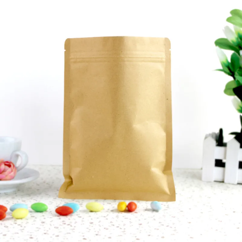 6x8cm Kraft Paper Packaging Bag Food Flat Zipper Small paper Zip 300pcs/lot | Дом и сад
