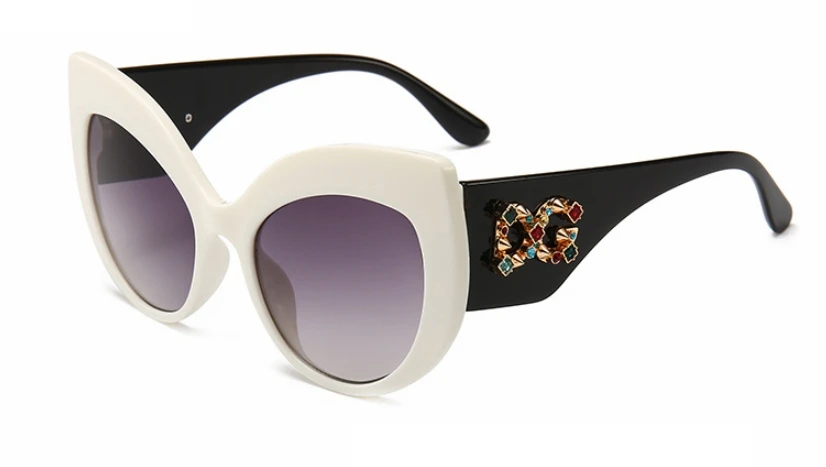 Большие солнцезащитные очки "кошачий глаз", женские сексуальные цветные солнцезащитные очки с цветком, UV400, круглые линзы, розовые оттенки, 46051