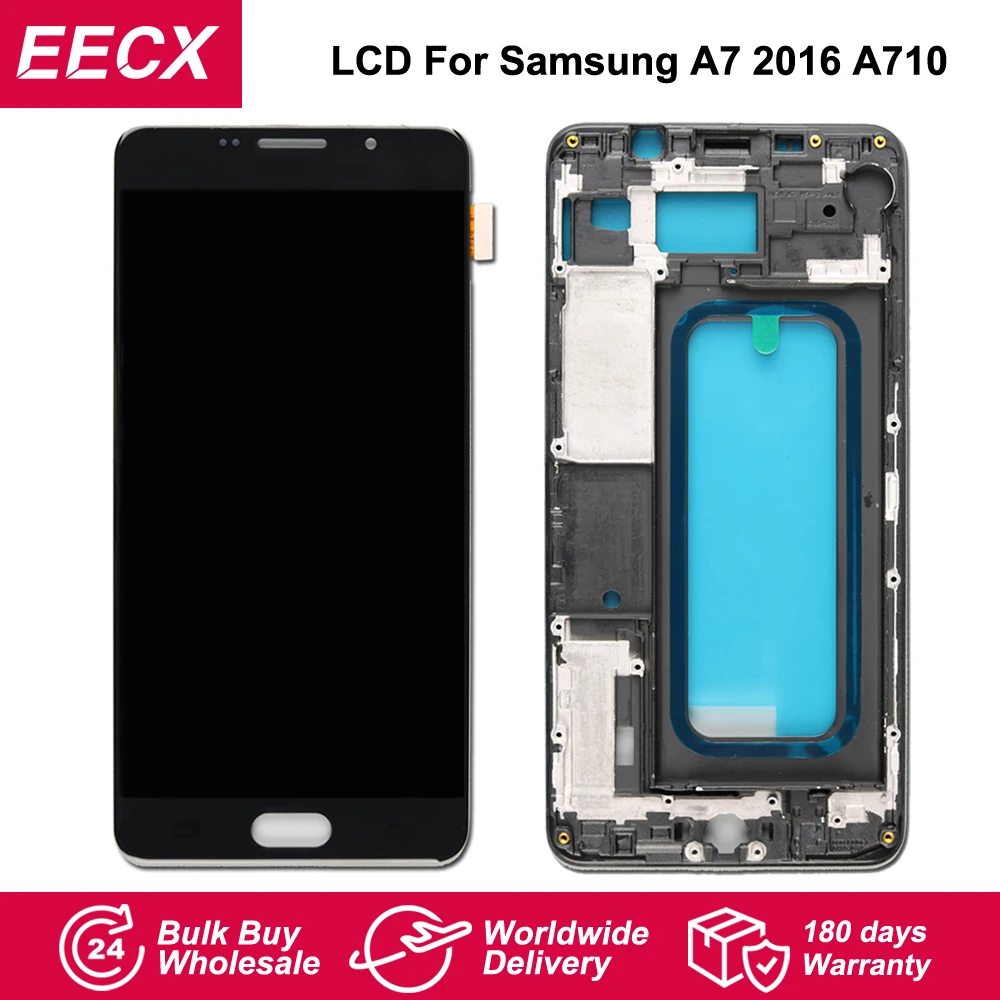 ЖК-дисплей A710 для Samsung A7 2016 A710F сенсорный экран дигитайзер датчик с рамкой SM-A710